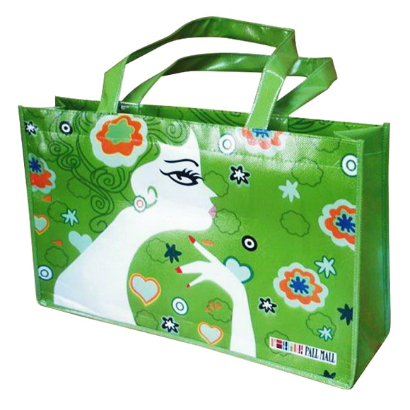 Shiny Laminated Non Woven Tote Bag with Laminated Handle