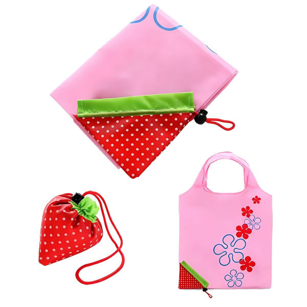 Foldable Strawberry Shaped Polyester Grocery Shopping Tote